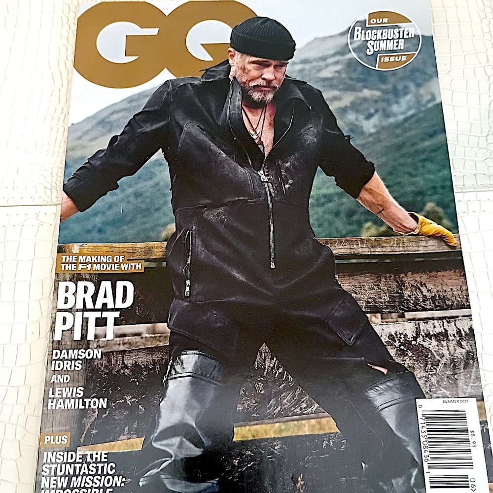 RARE NEW BRAD PITT Summer 2025 GQ Magazine DAMSON IDRIS/LEWIS HAMILTON F1 Movie